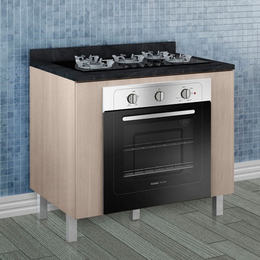 Balcão Bartira Chef para Forno e Cooktop para 4 ou 5 Bocas Cozinha