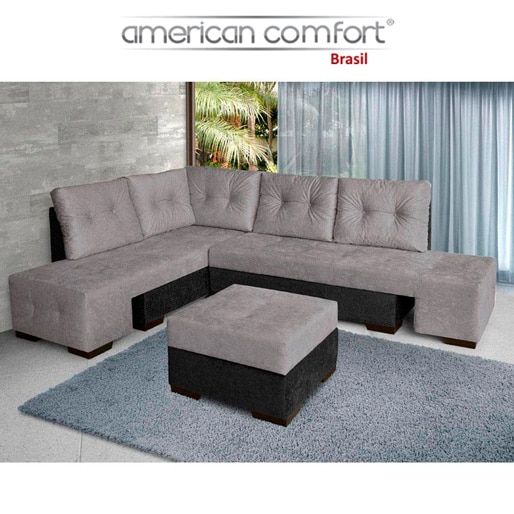 Sofá Canto Versátil American Comfort Celta Puff