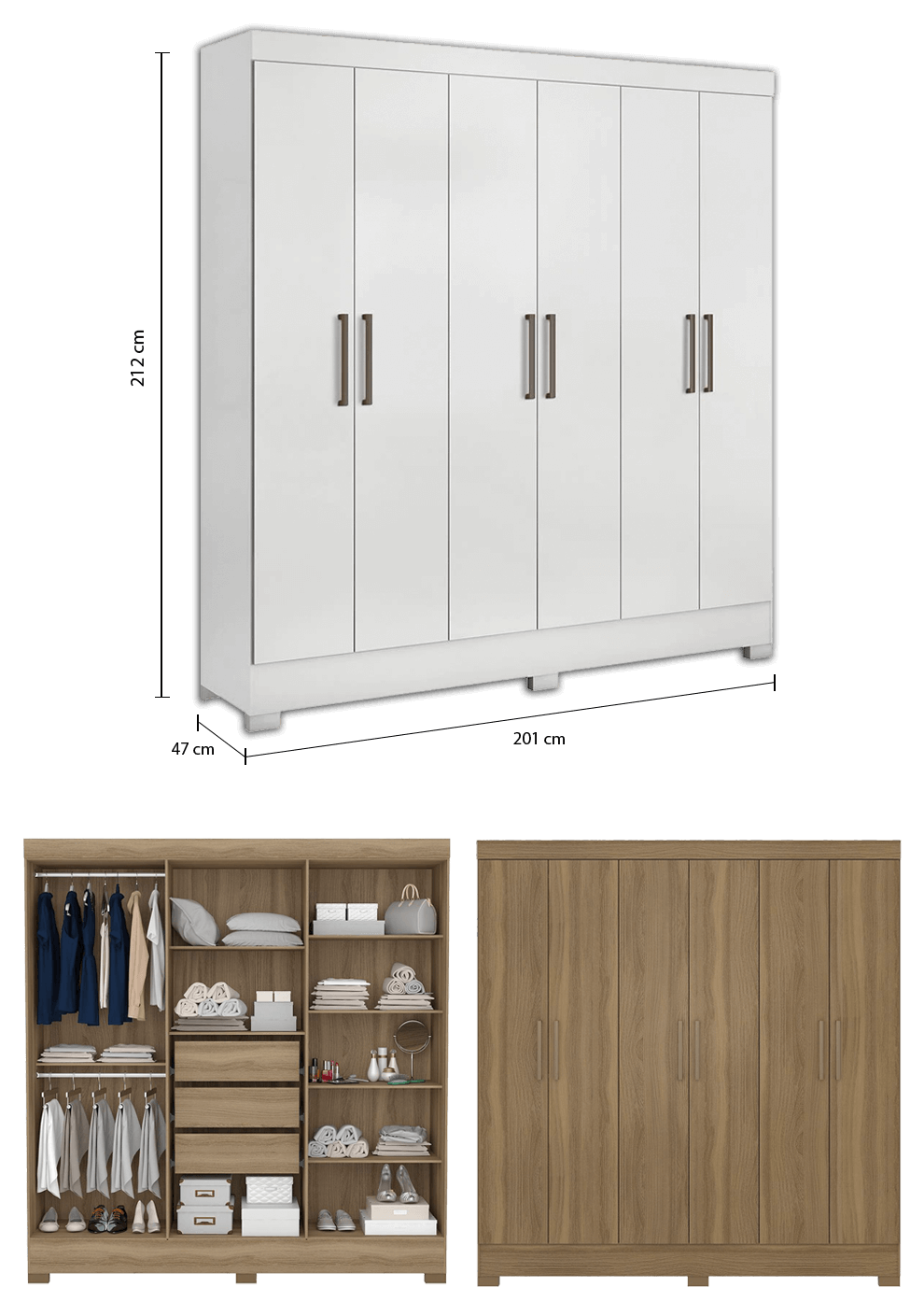 Guarda-Roupa Demóbile Prático 6 Portas