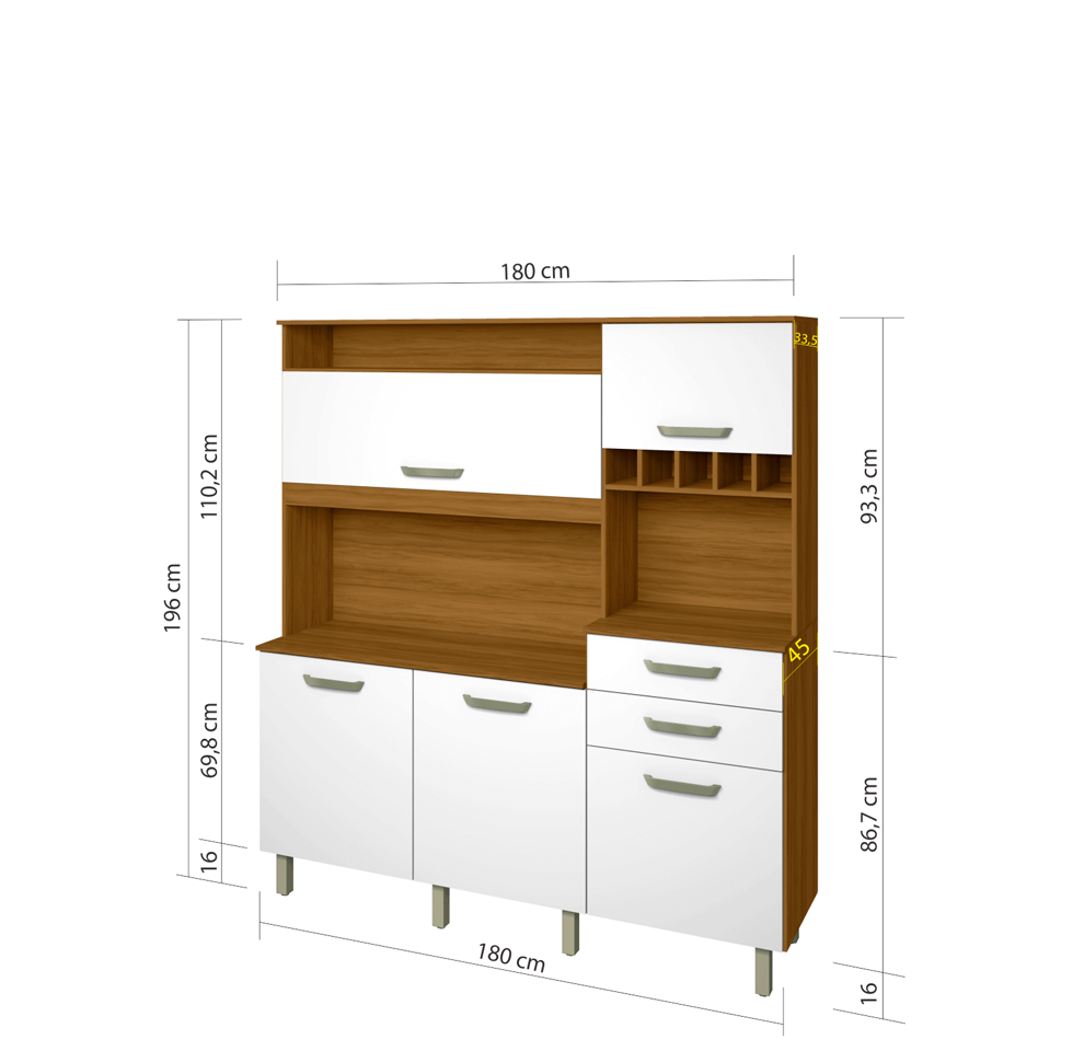 Cozinha Nesher Smart compartimentos medidas