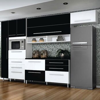 balcão triplo Bartira Glamour Branco e Preto design