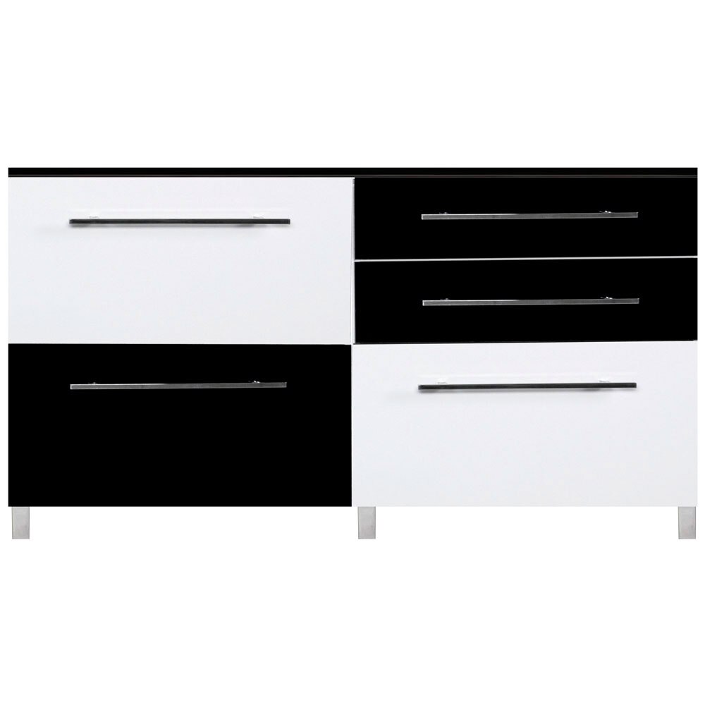 balcão triplo Bartira Glamour Branco e Preto
