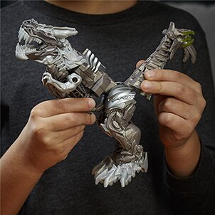 Boneco Transformers Hasbro Turbo Changer Grimlock montagem três passos mecanismo