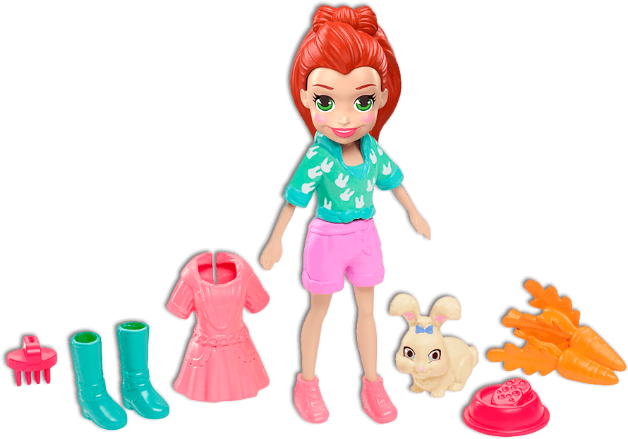 Produzido em plástico Conjunto Polly Pocket Mattel Lila Coelhinho plástico
