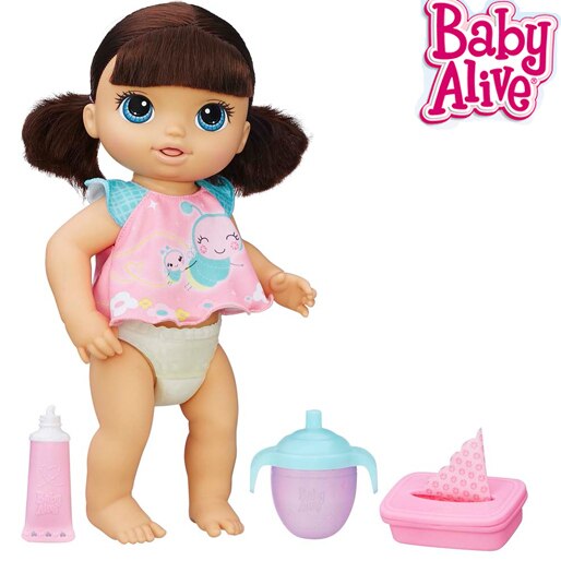 Boneca Baby Alive Hasbro mamadeira escova água xixi bebê mãe