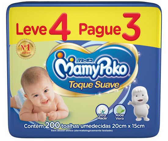 Toalhas Umedecidas MamyPoko Toque Suave Extrato Aloe Vera