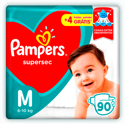 Fralda Pampers Supersec M 90 unidades
