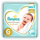 Fralda Pampers Premium Care Tamanho G Fralda Pampers Premium Care G 68 Unidades