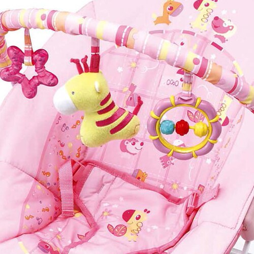 Cadeira Descanso Mastela Vibratória Brinquedos Estampa Bichinhos Girafa ovelha cavalo borboleta chocalho pelúcia