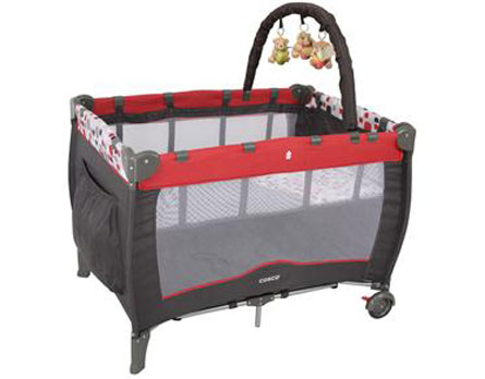 Berço Desmontável Cosco Toybar Vermelho - Fácil de montar e prático de carregar para todos os lugares