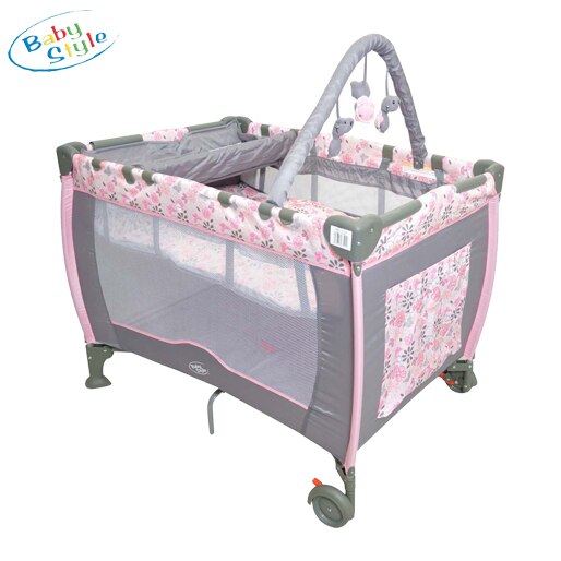 Berço Plus Portátil com Trocador Baby Style Flores bebê criança