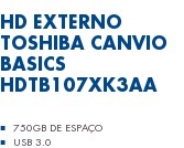 HD Externo Toshiba Canvio Basics HDTB107XK3AA 750GB de espaço USB 3.0