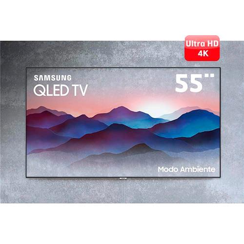 Smart TV QLED 55" UHD 4K Samsung QN55Q7FN com Conexão Invisível, Modo Ambiente, Pontos Quânticos, HDR, Design 360º, Controle Remoto Único - 2018