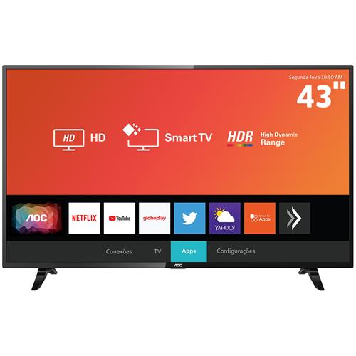 Menor preço em Smart TV LED 43" Full HD AOC 43S5295/78G com HDR, Wi-Fi, Miracast, Botão Netflix, Botão YouTube, Conversor Digital Integrado, HDMI e USB