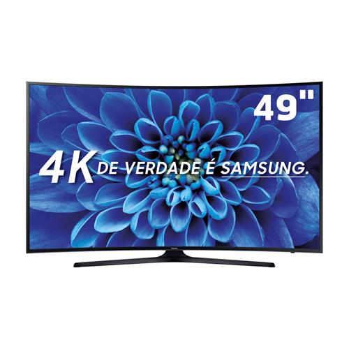 smart tv led 49 uhd 4k curva samsung 49ku6300 com hdr premium conteudo smart 4k plataforma tizen controle smart espelhamento de tela hdmi e usb 8867226